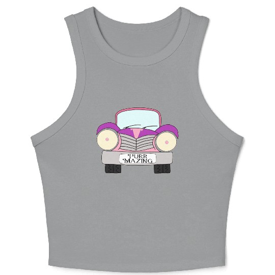 Old Car Pink and Purple Purr Mazing Crop Tank Top