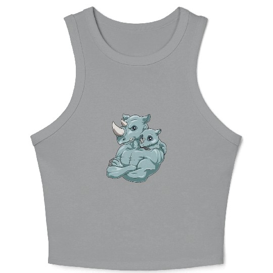 Strong Rhino with Rhino Kid for a Rhinoceros Crop Tank Top