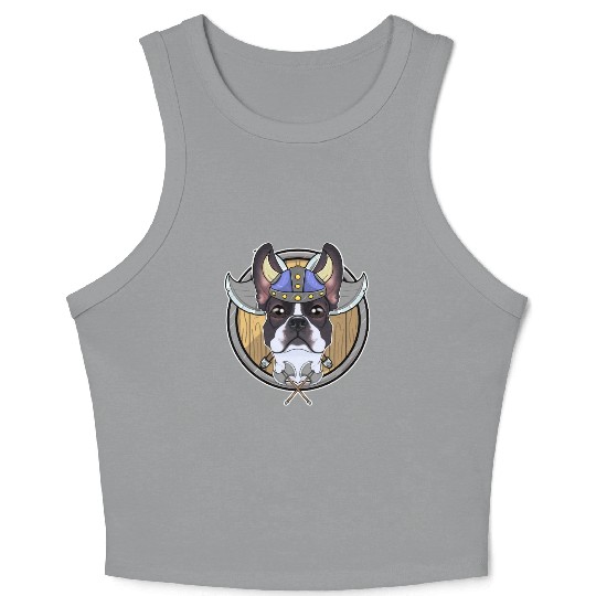 Boston Terrier I Valhalla I Viking Crop Tank Top