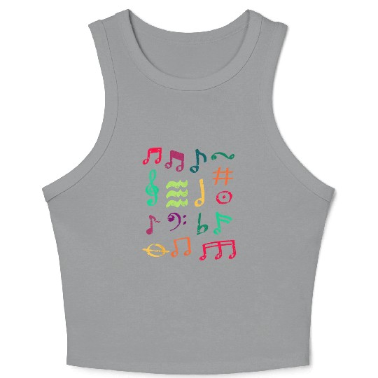 Colorful Musical Notes Symbol Music Teacher Crop Tank Top