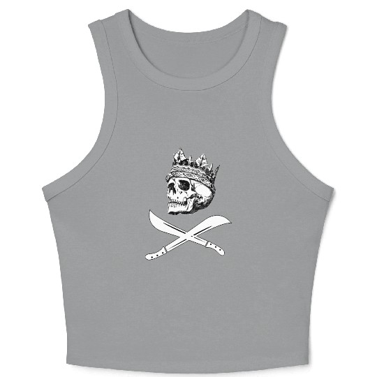 Alpha pirate king logo white Crop Tank Top