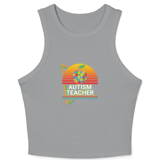 Autism Teacher Retro Crop Tank Top