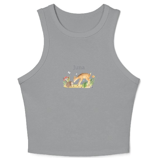 Forest Animal Deer Hedgehog Flowers Name Juna Crop Tank Top