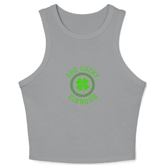 One Lucky Gibbons Irish Family Four Leaf Clover Crop Tank Top