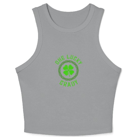 One Lucky Grady Irish Family Four Leaf Clover Crop Tank Top