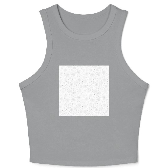 Modern Snowflakes Pattern White Silver Crop Tank Top