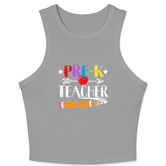 Funny Back To School Teacher Student Pre K Teacher Crop Tank Top