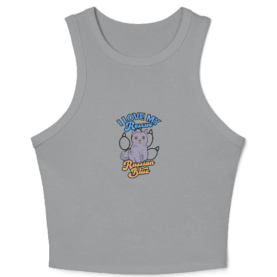 I love my rescue Russian Blue - russian blue Crop Tank Top