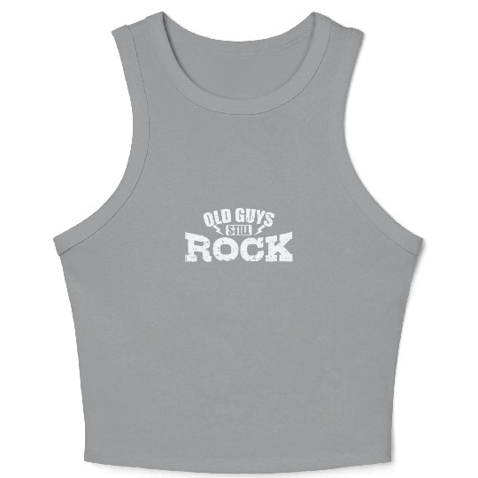 Old Guys still Rock Music Style Genre Guitar Crop Tank Top