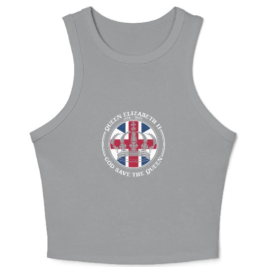 UK British Queen Elizabeth II God Save The Queen Crop Tank Top