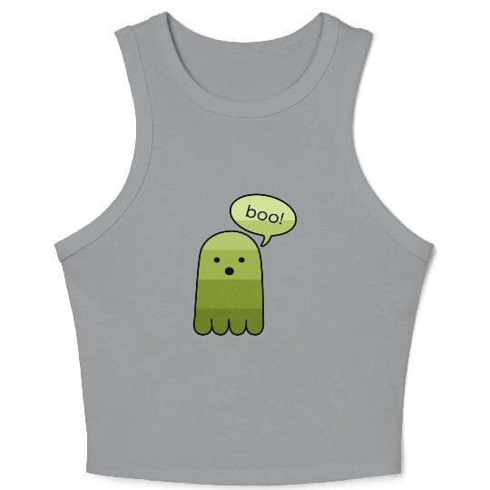 Army Green Boo Ghost Halloween Crop Tank Top