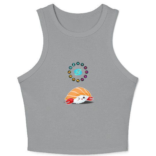 Japanese Sushi Funny Cancer Zodiac Sushi Lover Pun Crop Tank Top