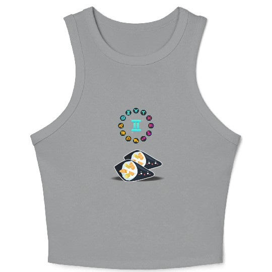 Japanese Sushi Funny Gemini Zodiac Sushi Lover Pun Crop Tank Top