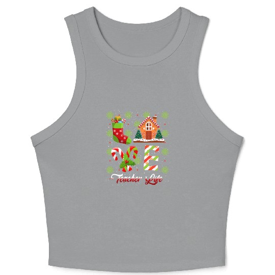 Love Christmas Teacher Life Crop Tank Top