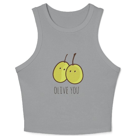 I Love You (Olive You) cute Crop Tank Top