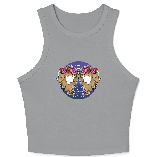Gemini Zodiac Sign Illustration Art Crop Tank Top