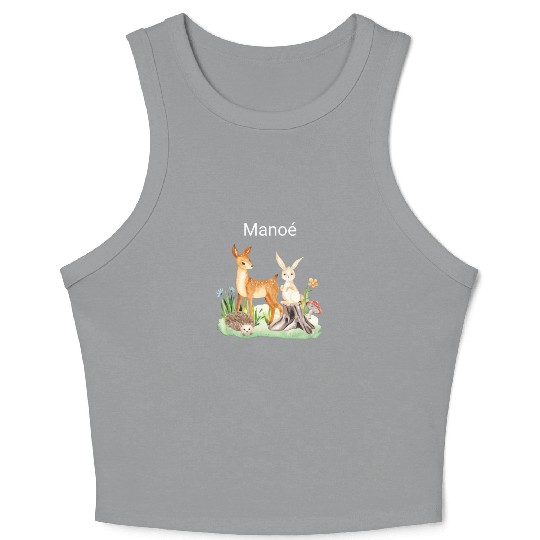 Animal deer rabbit hedgehog Manoé Crop Tank Top