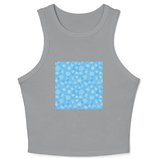 Pretty Light Blue Snowflakes Pattern Crop Tank Top