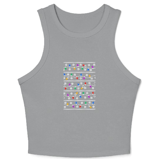 Christmas Garland Lights Retro Pixel Pattern Crop Tank Top