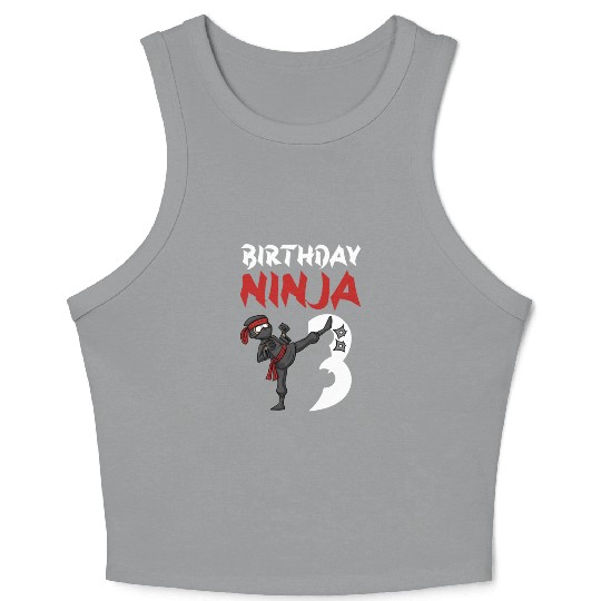 Birthday Party 3 Years Old Japanese Ninja Birthday Crop Tank Top