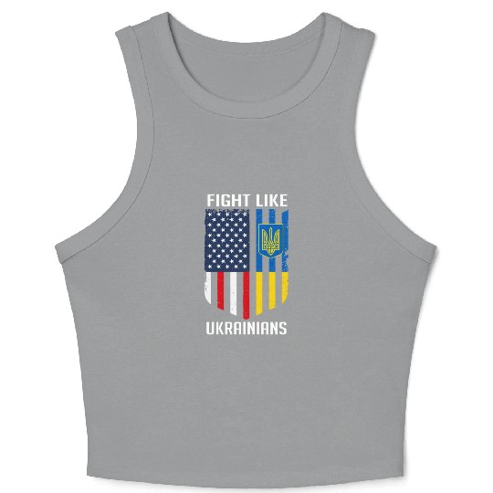 Fight Like Ukrainians Ukraine US Flag Crop Tank Top