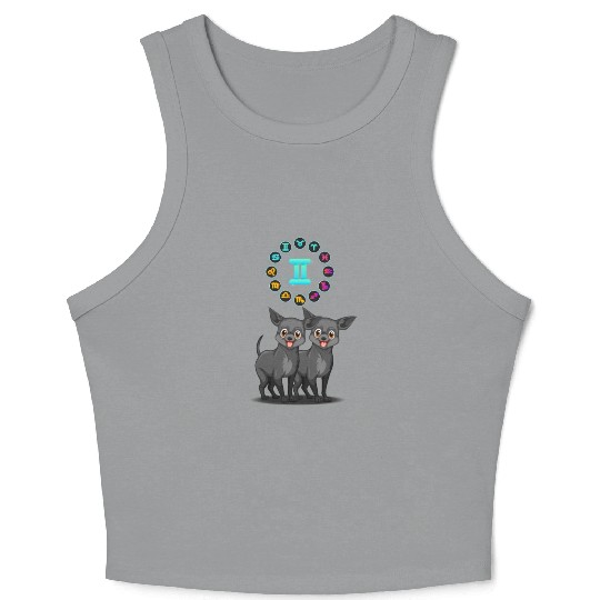 Funny Dog Lover Horoscope Gemini Zodiac Sign Cool Crop Tank Top