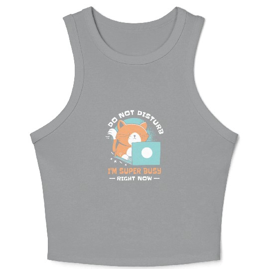 Working Busy Cat Employee Cat Owner Worker Crop Tank Top