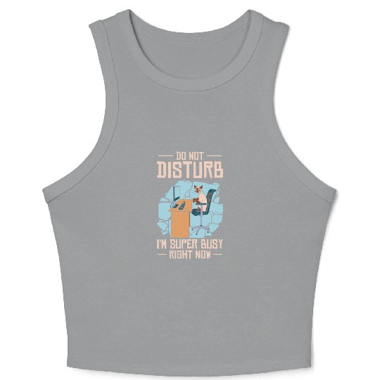 Working Busy Cat Employee Cat Owner Worker Crop Tank Top