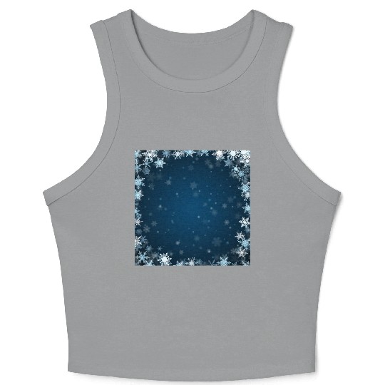 Navy Blue White Snowflakes Pattern Crop Tank Top
