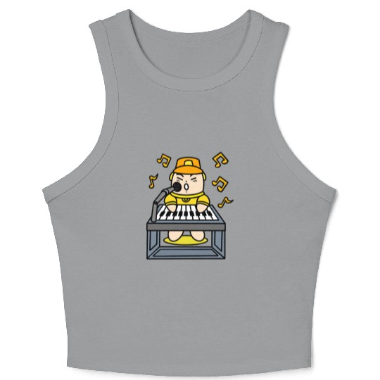 Boy singing with electric piano Crop Tank Top