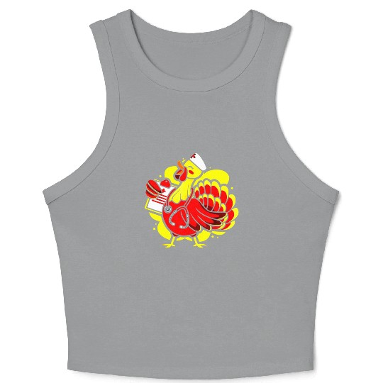 Turkey Medical Farmer Doctor Thanksgiving Holiday Crop Tank Top