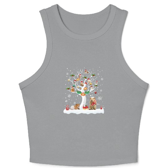 Guinea Pig Christmas On Winter Tree Goat Lover Crop Tank Top