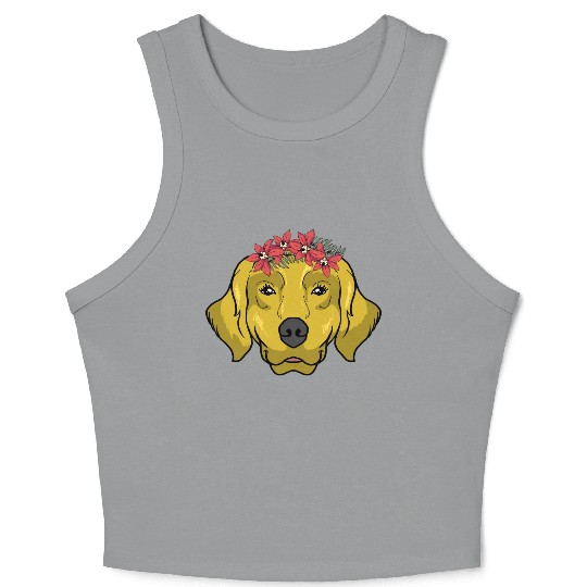 Dog Golden Retriever Flower Crop Tank Top