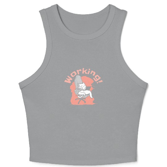 Working Cat Busy Cat Owner Professional Worker Crop Tank Top