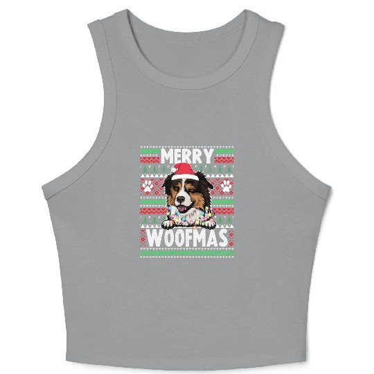 Border Miniature Shepherd Christmas Pajama Crop Tank Top