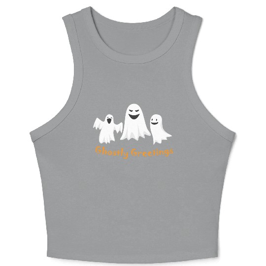 Ghostly Greetings, Halloween Ghostly Greetings Crop Tank Top