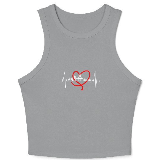 Bochum Skyline Heartbeat Ruhrpott Germany Lover Crop Tank Top