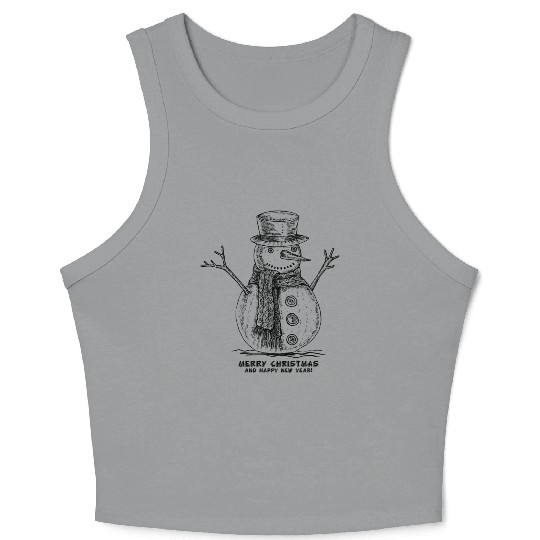Snowman Merry Christmas Crop Tank Top