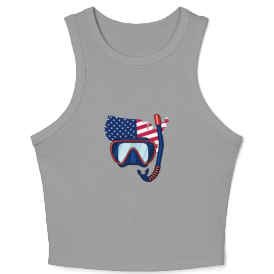 Scuba Mask American USA Flag Patriotic Diver Scuba Crop Tank Top