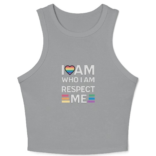i am who i am respect me rainbow unisex Crop Tank Top