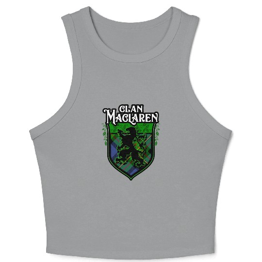 Clan MacLaren Scottish Tartan Rampant Lion Celtic Crop Tank Top