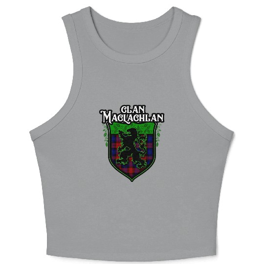 Clan Maclachlan Scottish Tartan Rampant Lion Celt Crop Tank Top