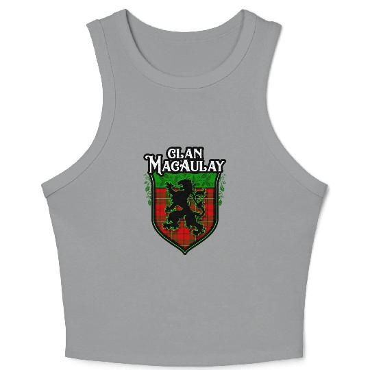 Clan MacAulay Scottish Tartan Rampant Lion Celtic Crop Tank Top