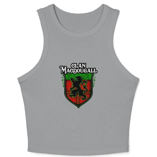 Clan MacDougall Scottish Tartan Rampant Lion Crop Tank Top