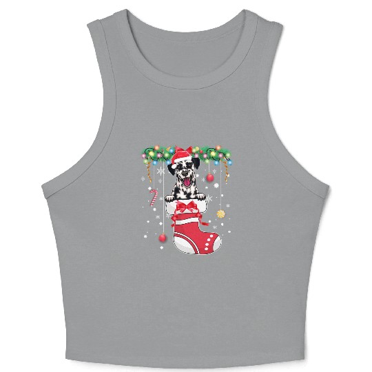 Dalmatian Dog Lover Christmas - Dog Christmas Stoc Crop Tank Top