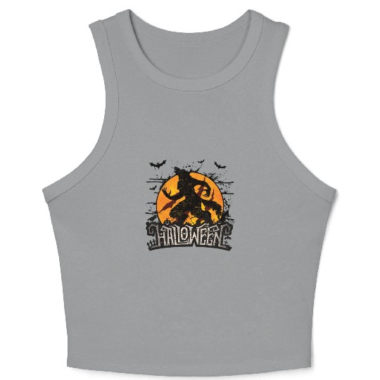 Werewolf howling at the moon Crop Tank Top