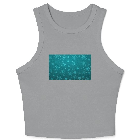 Teal Snowflakes Christmas Pattern Crop Tank Top