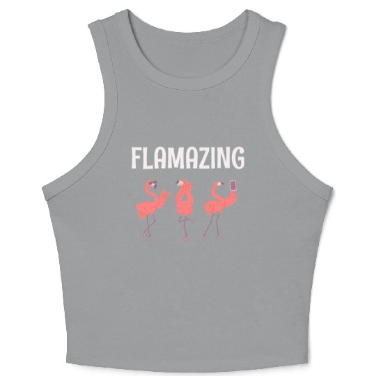 Girls Pretty Flamingo Friends Crop Tank Top
