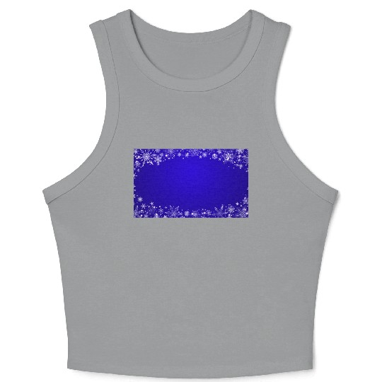Modern Navy Blue Snowflakes Pattern Crop Tank Top