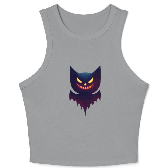 Bat Pumpkin Halloween Crop Tank Top
